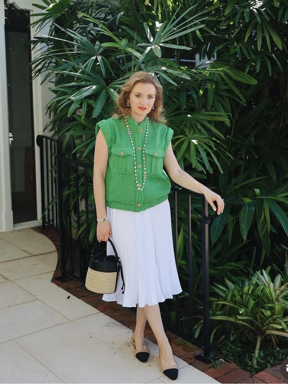 GRACE KARIN White Pleated Midi Skirt Elastic Waist Size M